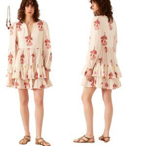 NWT Alix Of Bohemia Silas Tea Rose Long Sleeve Mini Dress White Size: Medium